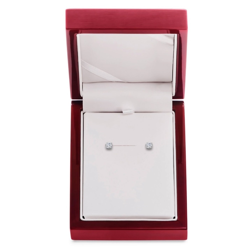 14K White Gold & Diamond Basket Stud Earrings